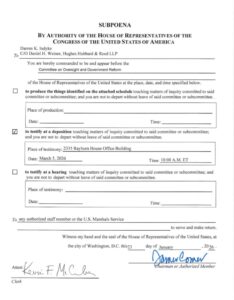 PHOTO Les Wexner Subpoena Documents Issued By House Oversight Committee