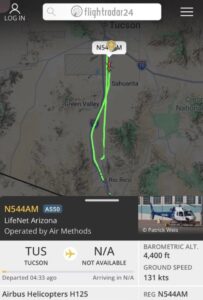 PHOTO Life Flight Helicopter Landed At Banner University Medical Center In Tucson Just Before 8:30PM Mountain Standard Time Could Be Related To Nancy Guthrie Disappearance