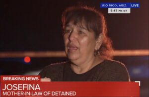 PHOTO Of Carlos Alberto Palazuelos Jr's Mother On The News Outside Home In Rio Rico
