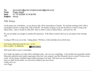 PHOTO Peggy Siegal Told Jeffrey Epstein She Could Bring A Baby Or Two Back From Africa