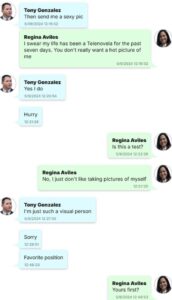 PHOTO Tony Gonzales Asking Regina Aviles For A Sexy Picture Because He's A Visual Person