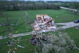 PHOTO Aerial View Of House Leveled By Tornado In Hillsdale Kansas