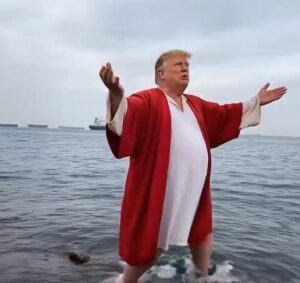 PHOTO Donald Trump Walking In The Strait of Hormuz Like He's Jesus