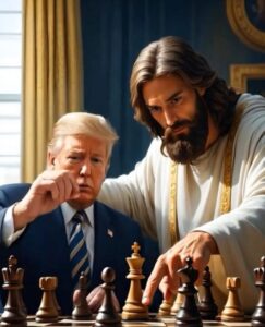 PHOTO Jesus And Donald Trump Playing Chess