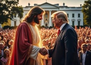 PHOTO Jesus Shaking Donald Trump's Hand Outside The White House