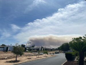 PHOTO Springs Fire From Mobile Homes Park In Moreno Valley CA