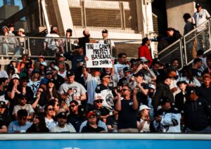 PHOTO You Can't Predict Baseball RIP John Sterling Sign In Yankee Stadium Crowd