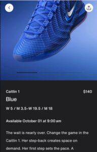 PHOTO Caitlin Clark Blue Nike's That Will Be Available For Sale On October 1st Are $140