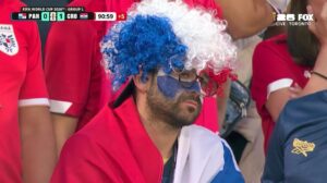PHOTO Fan In Stands At World Cup During Panama Croatia Wearing Red White And Blue Clown Hair