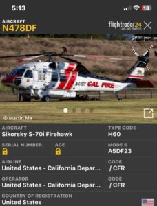 PHOTO Sikorsky Firehawk Battling Shore Fire In Riverside County