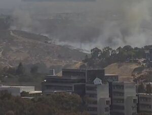 PHOTO Sorrento Valley Fire Flames Burning On The Hillside